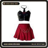 (Che Tên) Váy Cosplay Thư Ký Đỏ Đen Khéo Léo - Đồ Ngủ Quyến Rũ Cho Fan Anime, Phối Đồ Tiệc Tùng, Độc Đáo, Nữ Tính Chuẩn Auth