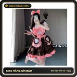 (Che Tên) Váy Cosplay Nàng Hầu Thỏ Phối Nơ Hồng - Đồ Hóa Trang Phong Cách Lolita Cho Dịp Tiệc và Sự Kiện Cosplay Hộp Trắng Kín