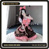 (Che Tên) Váy Cosplay Nàng Hầu Thỏ Phối Nơ Hồng - Đồ Hóa Trang Phong Cách Lolita Cho Dịp Tiệc và Sự Kiện Cosplay Hộp Trắng Kín