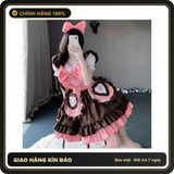 (Che Tên) Váy Cosplay Nàng Hầu Thỏ Phối Nơ Hồng - Đồ Hóa Trang Phong Cách Lolita Cho Dịp Tiệc và Sự Kiện Cosplay Hộp Trắng Kín