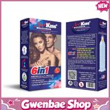 Bao cao su gai gân kéo dài thời gian kèm gói kem bôi kéo dài Maxxmen 6in1 - Hộp 12 cái - Gwen Shop Chính Hãng