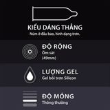Bao cao su size 49mm, ôm sát Durex Kingtex - Hộp 12 cái - Gwen Shop Chính Hãng