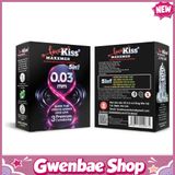 Bao cao su siêu mỏng kéo dài thời gian hương bạc hà Lovekiss Maxxmen 003 - Hộp 3 cái - Gwen Shop Chính Hãng