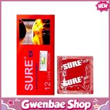 Bao cao su khách sạn Sure Đỏ - Hộp 12 cái - Gwen Shop Chính Hãng