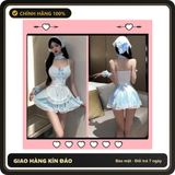 (Che Tên) Cosplay Hầu Gái Xòe Dáng Tiểu Thư Sexy Dễ Thương Váy Ngủ Maid 2 Dây Phối Ren Nữ Giúp Việc Xinh Quyến Rũ - N874 Chuẩn Auth