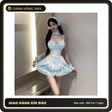 (Che Tên) Cosplay Hầu Gái Xòe Dáng Tiểu Thư Sexy Dễ Thương Váy Ngủ Maid 2 Dây Phối Ren Nữ Giúp Việc Xinh Quyến Rũ - N874 Chuẩn Auth