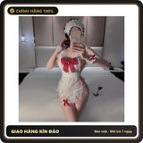 (Che Tên) Bộ Cosplay Cô Hầu Gái Phối Nơ Đỏ Đáng Yêu Quyến Rũ Đồ Ngủ Nữ Giúp Việc Kèm Phụ Kiện Gợi Cảm Dễ Thương - N877 Hỗ Trợ 24/7