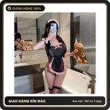 (Che Tên) Váy Cosplay Cô Hầu Gái Maid Tạp Dề Viền Hồng Dễ Thương Gợi Cảm Đồ Ngủ Nữ Giúp Việc Xuyên Thấu Quyến Rũ - N879 Đen Hỗ Trợ 24/7