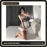 (Che Tên) Đồ Cosplay Sexy Hầu Gái Sọc Caro Nâu Phối Ren Dễ Thương Quyến Rũ Váy Ngủ Maid Kèm Cài Gấu Xinh Đáng Yêu - N571 Hỗ Trợ 24/7
