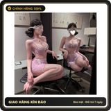 (Che Tên) Set Đồ Lót Cosplay Hầu Gái Có Gọng Gợi Cảm Đáng Yêu - N578 Tím Nhạt Hộp Trắng Kín