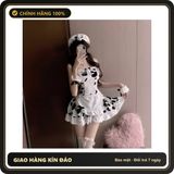 (Che Tên) Cosplay Bò Sữa Đen Dáng Xoè Siêu Đáng Yêu Gợi Cảm Váy Ngủ Nữ Hầu Gái Maid Hở Lưng Quyến Rũ Cao Cấp - N896 Cao Cấp Bảo Đảm