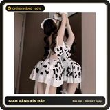 (Che Tên) Cosplay Bò Sữa Đen Dáng Xoè Siêu Đáng Yêu Gợi Cảm Váy Ngủ Nữ Hầu Gái Maid Hở Lưng Quyến Rũ Cao Cấp - N896 Cao Cấp Bảo Đảm