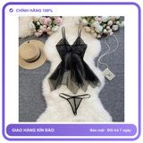 Bộ Đồ Váy Ngủ Nữ Sexy Ren Đuôi Cá N118 Đen chính hãng - phối ren, co giãn thoải mái, freesize - giao hàng che tên kín đáo