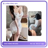Váy Ngủ 2 Dây Ren Mềm Mịn Xẻ Tà N185 Trắng chính hãng - phối ren, co giãn thoải mái, freesize - giao hàng che tên kín đáo