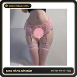 (Che Tên) Quần Lót Ren Kèm Đai Garter Nịt Vớ Xinh Đáng Yêu Set Lingerie Đồ Lót Nơ Kẹp Tất Đáng Yêu Quyến Rũ - Hồng Không Vớ Hỗ Trợ 24/7