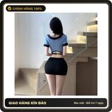 (Che Tên) Đồ Cosplay Set Tiếp Viên Hàng Không Xanh Quyến Rũ - N327 Bảo Mật Tuyệt Đối