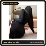 (Che Tên) Đầm Ngủ Dài Xẻ Tà Đùi Dáng Ôm Quyến Rũ Cuốn Hút Váy Body Dài Tay Đen Trắng Phong Cách Gợi Cảm Ngọt Ngào - N290 Đen Cao Cấp Bảo Đảm