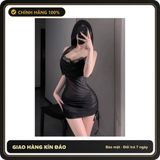 (Che Tên) Váy Ngủ Ren Cổ Đổ Dây Rút Hông Siêu Đẹp Gợi Cảm Đầm 2 Dây Ôm Body Kèm Chip Tôn Dáng Quyến Rũ - N297 Đen Hỗ Trợ 24/7