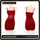 (Che Tên) Váy Body Sexy Nhung Phối Ren Có Đệm Ngực Xinh Quyến Rũ Đầm 2 Dây Đi Tiệc Bar Pub Club Sang Chảnh Gợi Cảm - N197 Đỏ Cao Cấp Bảo Đảm