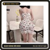 (Che Tên) Váy Ngủ Sexy Ôm Body Phối Ren Hoa Nhí Gợi Cảm Tặng Chip Quyến Rũ - N232 Trắng Cherry - Hàng Mới Về