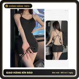 (Che Tên) Đầm Ngủ Nữ Ôm Body Tôn Dáng Hở Lưng Gợi Cảm Váy 2 Dây Đan Chéo Lưng Đen Xám Tặng Chip Quyến Rũ - N107 Đen Cao Cấp Bảo Đảm