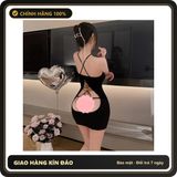 (Che Tên) Váy Ngủ Đan Dây Lưng Sexy Ôm Body Gợi Cảm Đầm 2 Dây Tặng Quần Lót Lọt Khe Dây Đen Ghi Quyến Rũ - N117 Đen Hỗ Trợ 24/7