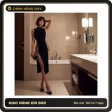 (Che Tên) Váy Ngủ Dài Xẻ Tà Đan Dây Hông Quyến Rũ Thanh Lịch Đầm Sườn Xám Cổ Cao Ôm Body Tôn Dáng Gợi Cảm - N222 Đen Giao Nhanh Toàn Quốc