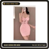 (Che Tên) Váy Ngủ Hoa Nhí Có Gọng Đệm Lót Nâng Ngực Ôm Body Tôn Dáng Đầm 2 Dây Phối Ren Nơ Gợi Cảm Xinh Yêu - N242 Hộp Trắng Kín