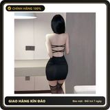 (Che Tên) Váy Ngủ Ôm Body Tôn Dáng Xẻ Ngực Gợi Cảm Đầm Cổ Yếm Nữ Hở Lưng Kèm Chip Lọt Khe Đen Quyến Rũ - N171 Giao Nhanh Toàn Quốc