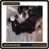 (Che Tên) Quần Lót Lưng Thun Nhún Bèo Cạp Cao Đáng Yêu Xinh Xắn Quần Chip Nữ Ren Mềm Mại Phối Hoa Nơ Sexy - T303 Đen Chấm Bi Bảo Mật Tuyệt Đối