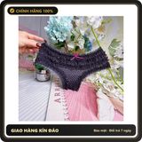 (Che Tên) Quần Lót Lưng Thun Nhún Bèo Cạp Cao Đáng Yêu Xinh Xắn Quần Chip Nữ Ren Mềm Mại Phối Hoa Nơ Sexy - T303 Đen Chấm Bi Bảo Mật Tuyệt Đối