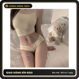 (Che Tên) Quần Lót Lưng Thun Nhún Bèo Cạp Cao Đáng Yêu Xinh Xắn Quần Chip Nữ Ren Mềm Mại Phối Hoa Nơ Sexy – T303 Vàng Tim Hộp Trắng Kín