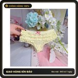 (Che Tên) Quần Lót Lưng Thun Nhún Bèo Cạp Cao Đáng Yêu Xinh Xắn Quần Chip Nữ Ren Mềm Mại Phối Hoa Nơ Sexy – T303 Vàng Tim Hộp Trắng Kín