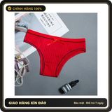 (Che Tên) Quần Lót Nữ Thun Gân Cotton Đính Nơ Thoáng Khí Bikini Quần Chip Kẻ Sọc - T321 Đỏ Chuẩn Auth