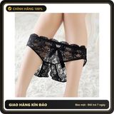 (Che Tên) Quần Lót Sexy Ren Hoa Xẻ Đáy Gợi Cảm Tinh Tế Sịp Nữ Khoét Đũng Phối Nơ Dễ Thương Quyến Rũ - T306 Đen - Hàng Mới Về