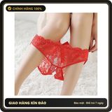 (Che Tên) Quần Lót Sexy Ren Hoa Xẻ Đáy Sịp Nữ Phối Nơ - T306 Đỏ - Hàng Mới Về
