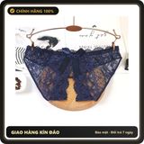 (Che Tên) Quần Lót Sexy Ren Hoa Xẻ Đáy Phối Nơ Dễ Thương - T306 Xanh Dương - Hàng Mới Về