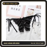(Che Tên) Quần Lót Nữ Ren Hoa Mềm Mại Cột Dây Hông Gợi Cảm Quần Chip Xẻ Đáy Mỏng Siêu Đẹp Quyến Rũ - T307 Đen Hỗ Trợ 24/7