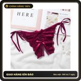 (Che Tên) Quần Lót Nữ Ren Hoa Cột Dây Hông Quần Chip Xẻ Đáy Mỏng - T307 Đỏ Hộp Trắng Kín