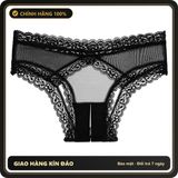 (Che Tên) Quần Lót Ren Xẻ Đáy Siêu Mỏng Sexy Gợi Cảm Quần Chip Nữ Khoét Đũng Mềm Mịn Co Giãn Tốt - T333 Đen Hỗ Trợ 24/7