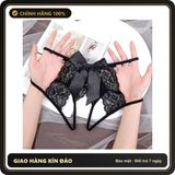 (Che Tên) Quần Lót Ren Hoa Xẻ Đáy Cạp Cao Sexy Gợi Cảm Chip Nữ Phối Nơ Khoét Đũng Hottie Quyến Rũ - T338 Đen Cao Cấp Bảo Đảm