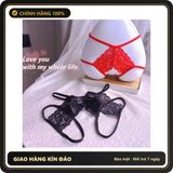 (Che Tên) Quần Lót Ren Hoa Xẻ Đáy Cạp Cao Sexy Gợi Cảm Chip Nữ Phối Nơ Khoét Đũng Hottie Quyến Rũ - T338 Đen Cao Cấp Bảo Đảm