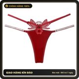 (Che Tên) Quần Lót Lọt Khe Sexy Thêu Hoa Bướm Quyến Rũ Quần Chip Nữ Cạp Chéo Phối Dây Lấp Lánh Thanh Lịch Gợi Cảm - T361 Đỏ Hộp Trắng Kín
