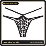 (Che Tên) Quần Lót Lọt Khe Sexy Dây Cạp Chéo Đính Đá Lấp Lánh Gợi Cảm Thanh Lịch Quần Chip Nữ Da Báo Quyến Rũ - T363 Đen Hộp Trắng Kín