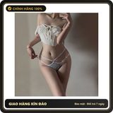 (Che Tên) Quần Lót Lọt Khe Sexy Dây Cạp Chéo Đính Đá Lấp Lánh - T363 Trắng - Hàng Mới Về