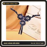 (Che Tên) Quần Lót Sexy Xẻ Đáy Đính Cườm Hạt Cực Xinh Gợi Cảm Quần Chip Nữ Lọt Khe Phối Hoa Nhí Quyến Rũ Ngọt Ngào - T365 Xám Xanh Hộp Trắng Kín