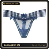 (Che Tên) Quần Lót Lọt Khe Sexy Thun Ren Xuyên Thấu Viền Sọc Gợi Cảm Dễ Thương Quần Sịp Nữ Phối Hoa Quyến Rũ - T354 Xanh Dương Giao Nhanh Toàn Quốc