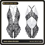 (Che Tên) Bodysuit Ren Hoa Xẻ Ngực Đồ Ngủ Liền Thân Hở Đũng - N940 Đen - Hàng Mới Về