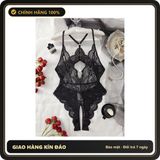 (Che Tên) Bodysuit Ren Hoa Xẻ Ngực Đồ Ngủ Liền Thân Hở Đũng - N940 Đen - Hàng Mới Về