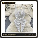 (Che Tên) Bodysuit Ren Hoa Xẻ Ngực Sexy Gợi Cảm Đồ Ngủ Liền Thân - N940 Trắng Chuẩn Auth
